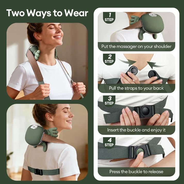 Masajeador Cervical Eléctrico 4D Recargable – Masaje de Cuello y Hombros con Imitación de Manos, 3 Niveles de Intensidad, Inalámbrico, Alivio del Dolor y Relajación Muscular en Casa u Oficina