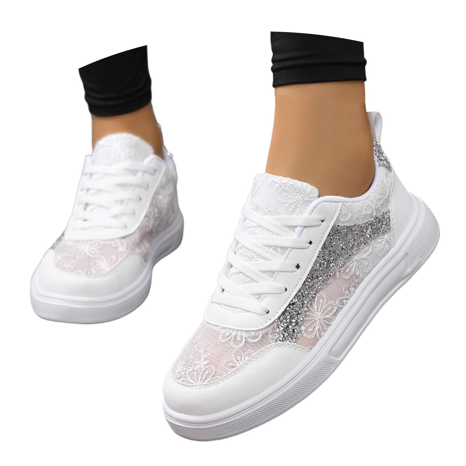 Chaussures de mariage plates style baskets de la cour pour pieds larges - 8