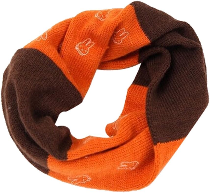 Lovely Rabbit Print Baby Girls Boys Cotton Infinity Scarf - Orange&Coffee