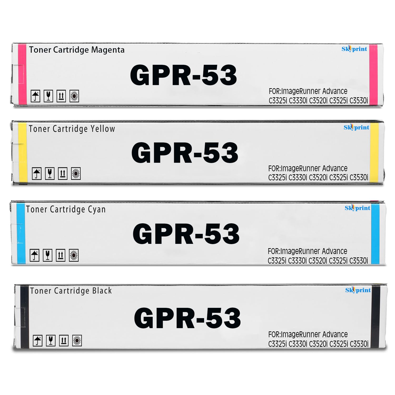GPR53 GPR-53 Toner Cartridges Compatible for Canon ImageRunner Advance C3325i C3330i C3520i C3525i C3530i Printer.GPR53 Black Cyan Yellow Magenta