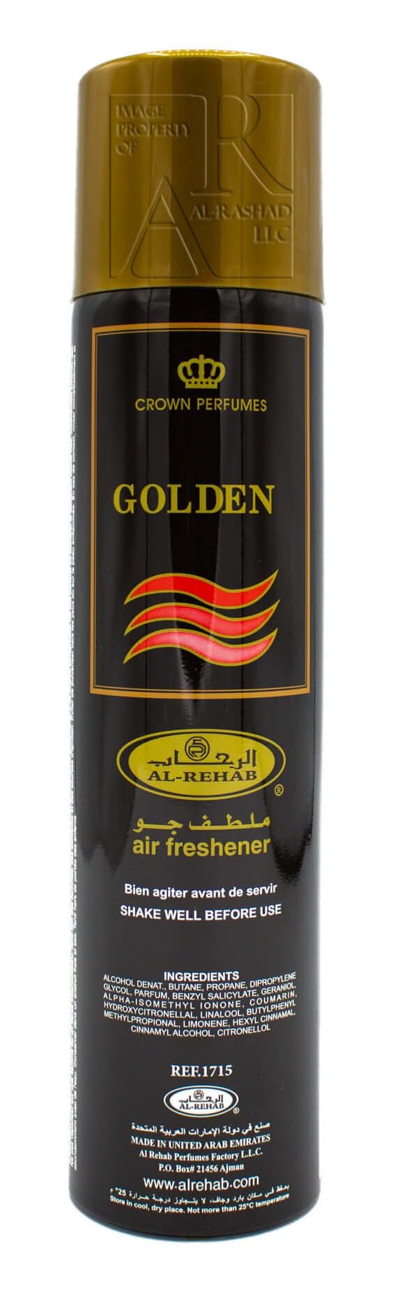 Al Rehab Golden Air Freshener, 10.15 Ounce / 300ml