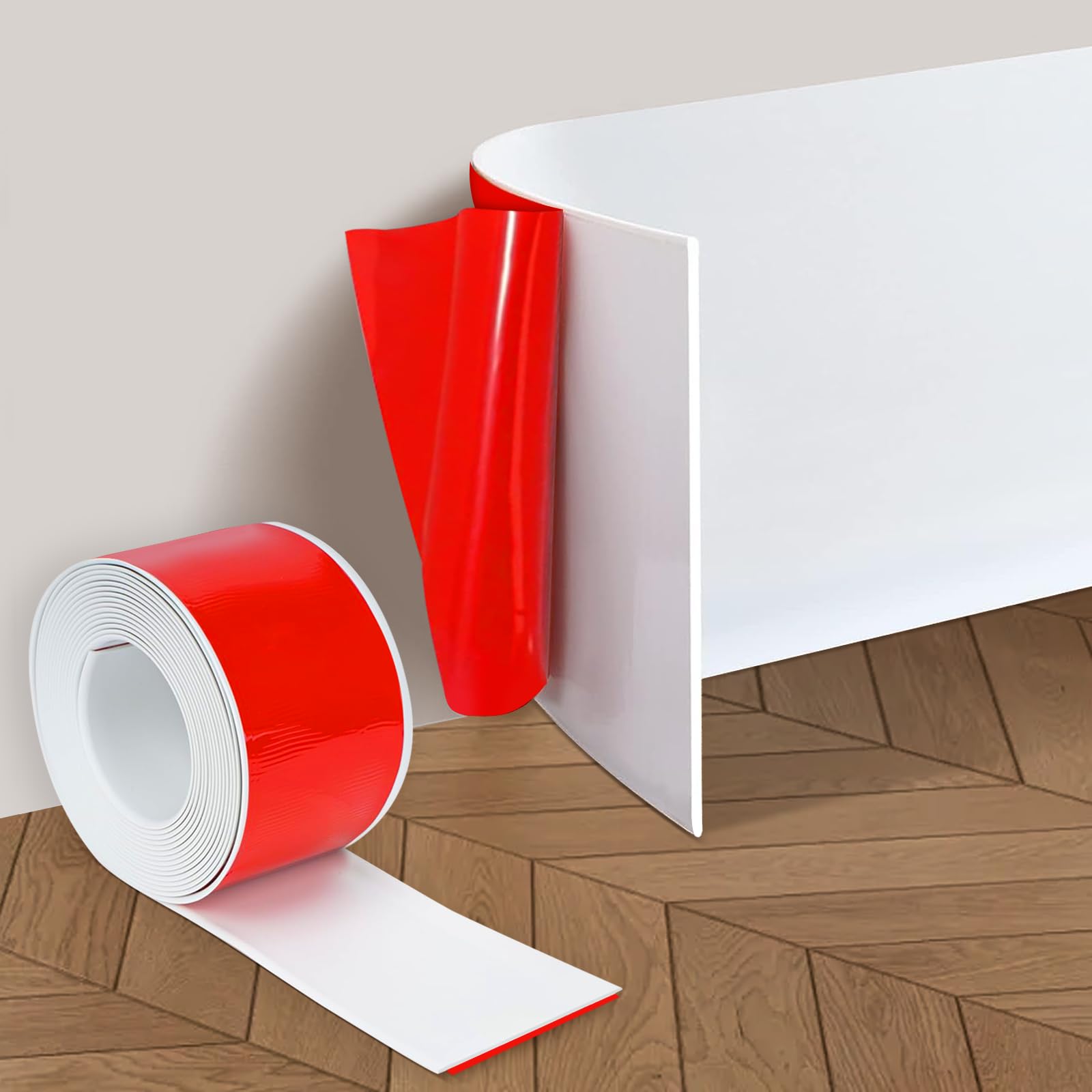 Battiscopa in PVC morbido, autoadesivo, 10 cm x 5 m, colore bianco, battiscopa flessibile, autoadesivo, per soggiorno, camera da letto, cucina
