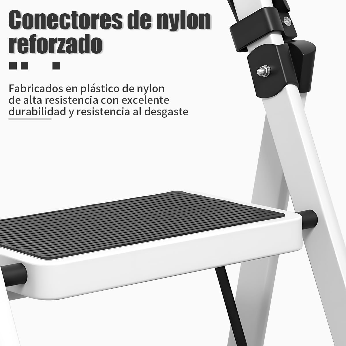 Escalera Plegable 3 peldaños con pasamanos y con Pedal Antideslizante | Taburete Multifuncional con Superficie | Escaleras Plegables Domésticas | Step Ladder para Hogar (3 escalones)