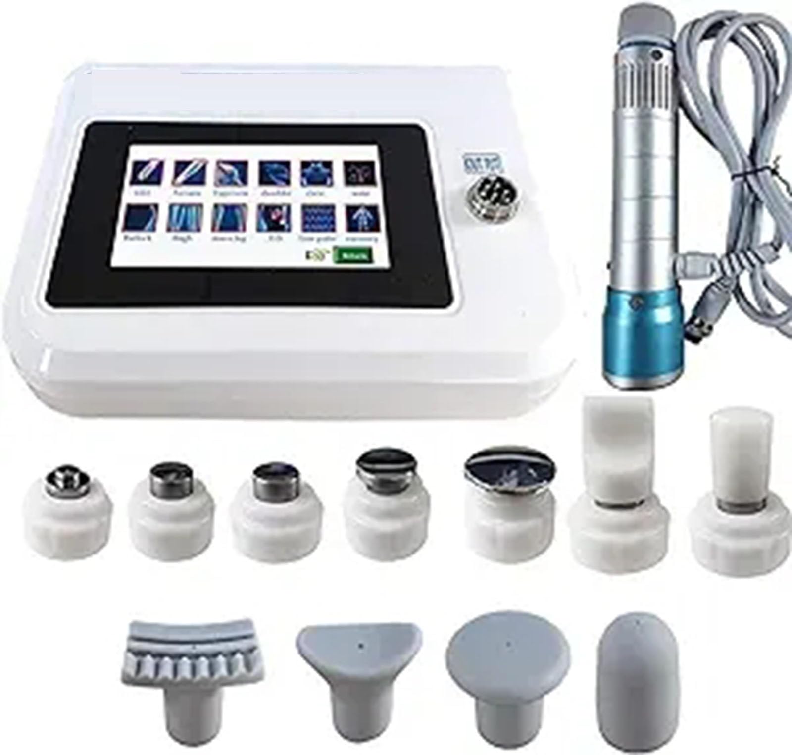 Macchina per Terapia Ad Onde d'Urto con 11 Teste di Massaggio Multifunzione Massaggiatore del Corpo a Onde d'Urto Curare Le Malattie Muscolari/Rafforzare Le Cellule/Alleviare Il Dolore,V100