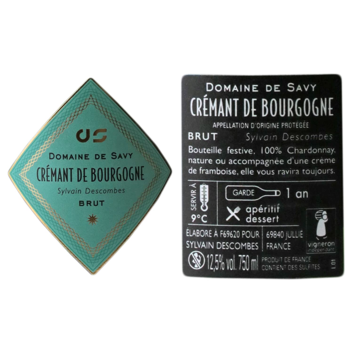 Crémant de Bourgogne Brut - Blanc - Domaine de Savy - Vin Blanc de Bourgogne (3x75cl) Effervescent