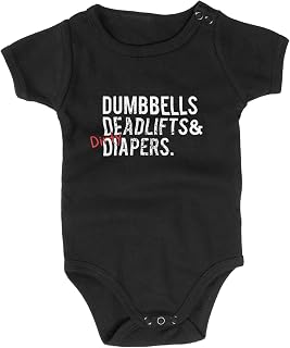 Dumbbells Deadlifts & Dirty Diapers Mini-Me Triple D Bodysuit - Unisex Bodysuit, Baby Boy or Baby Girl