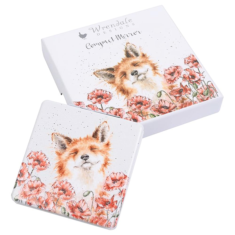 Wrendale Taschenspiegel – Motiv Faultier, 7x7 Cm | Veganer Leder-Einband In Geschenkbox