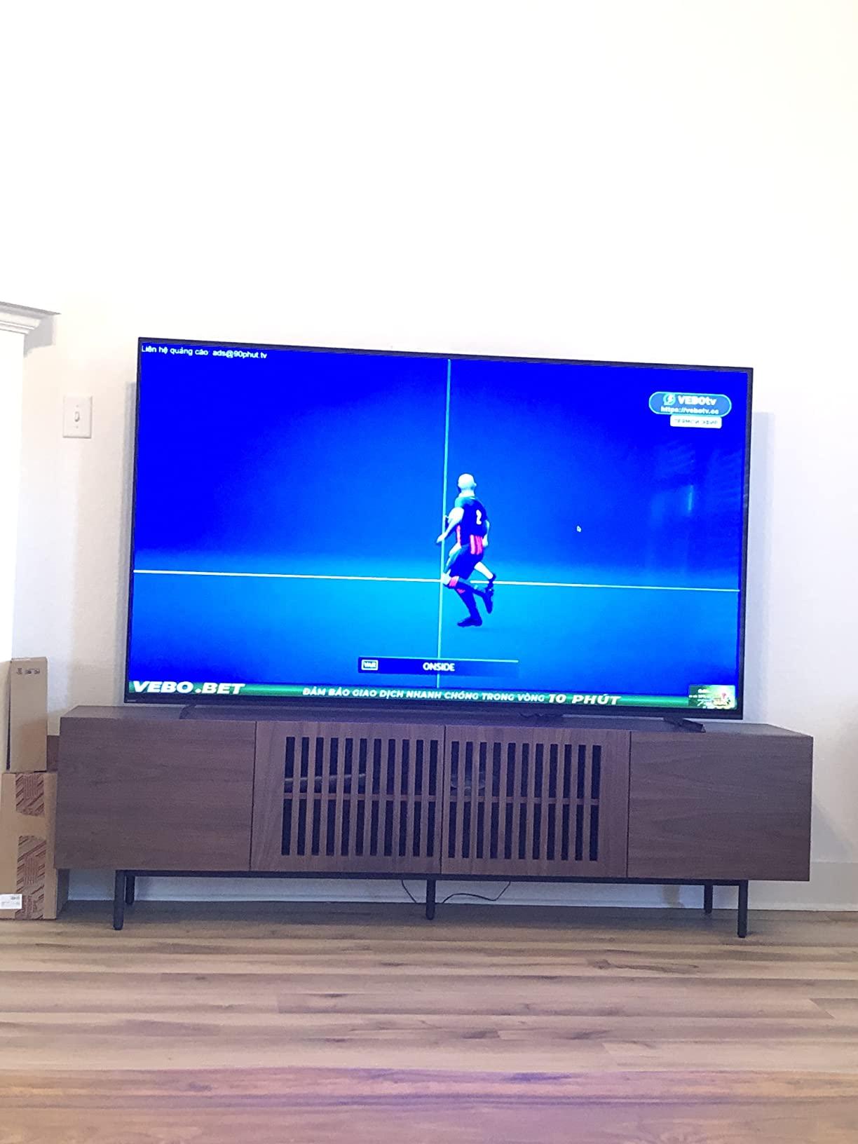 72/mo Finance POVISON Modern Solid Wood TV Stand, Black