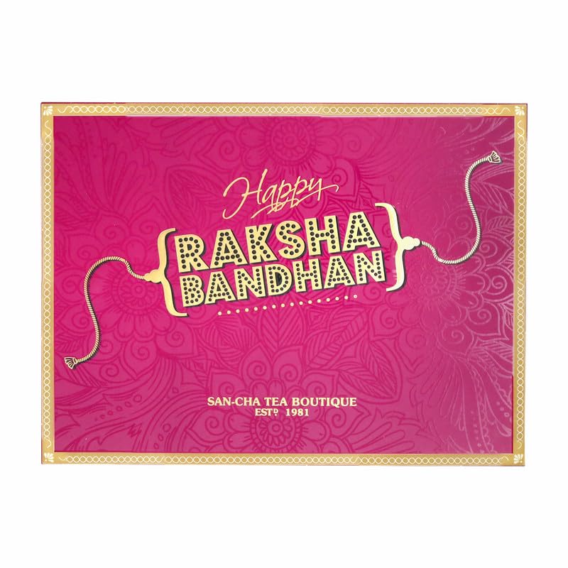 Image of Sancha Tea Boutique, Rakhi Gift Hamper, Premium Rakhi Gift Box, Peppermint Tea, Spearmint Tea & Handmade Kundan Rakhi, Rakhi Gift or Brother & Rakhi Gift for Sister