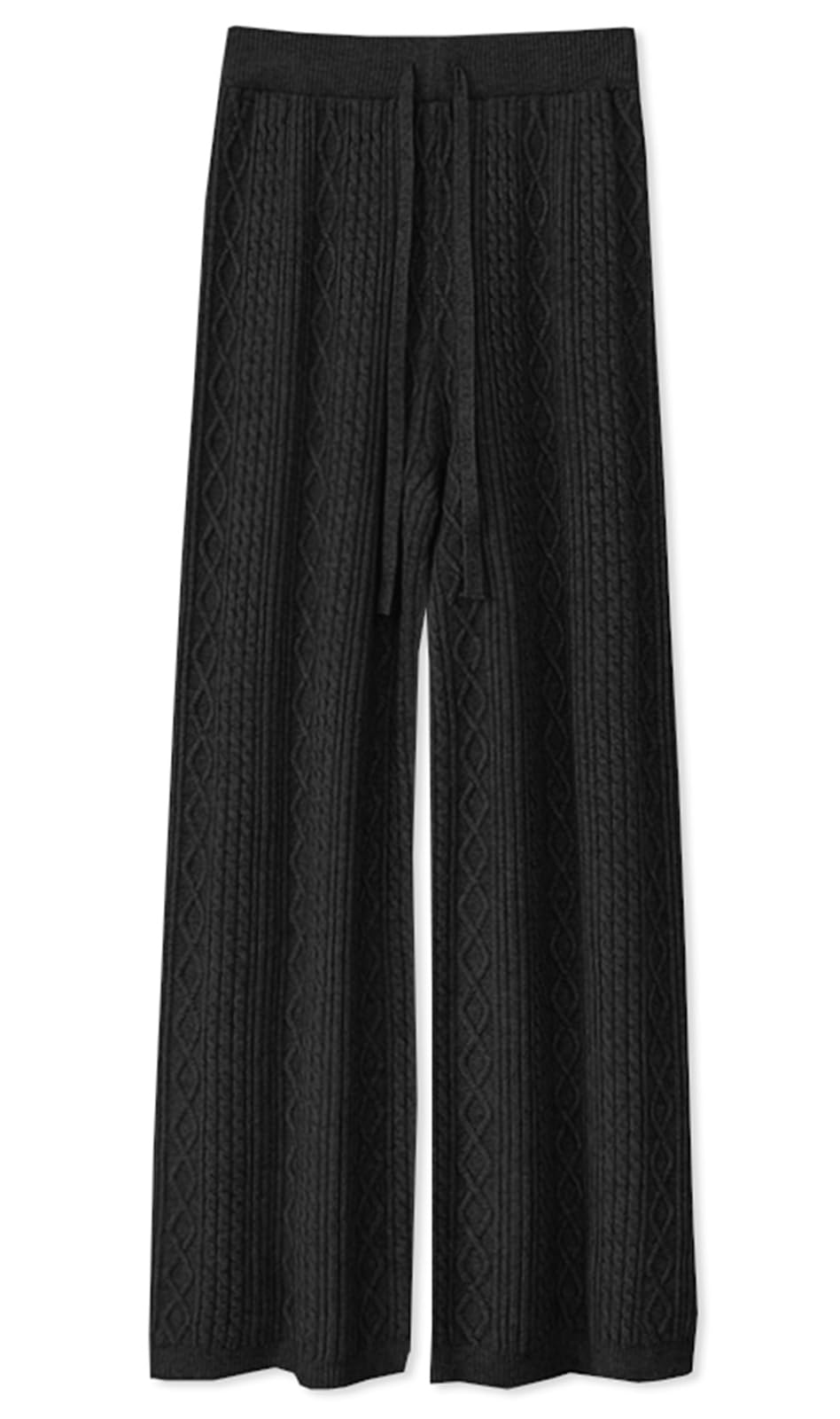 SANGTREE Womens Knitted Wide Leg Pants Elastic Waist Tie Front Sweater Pants