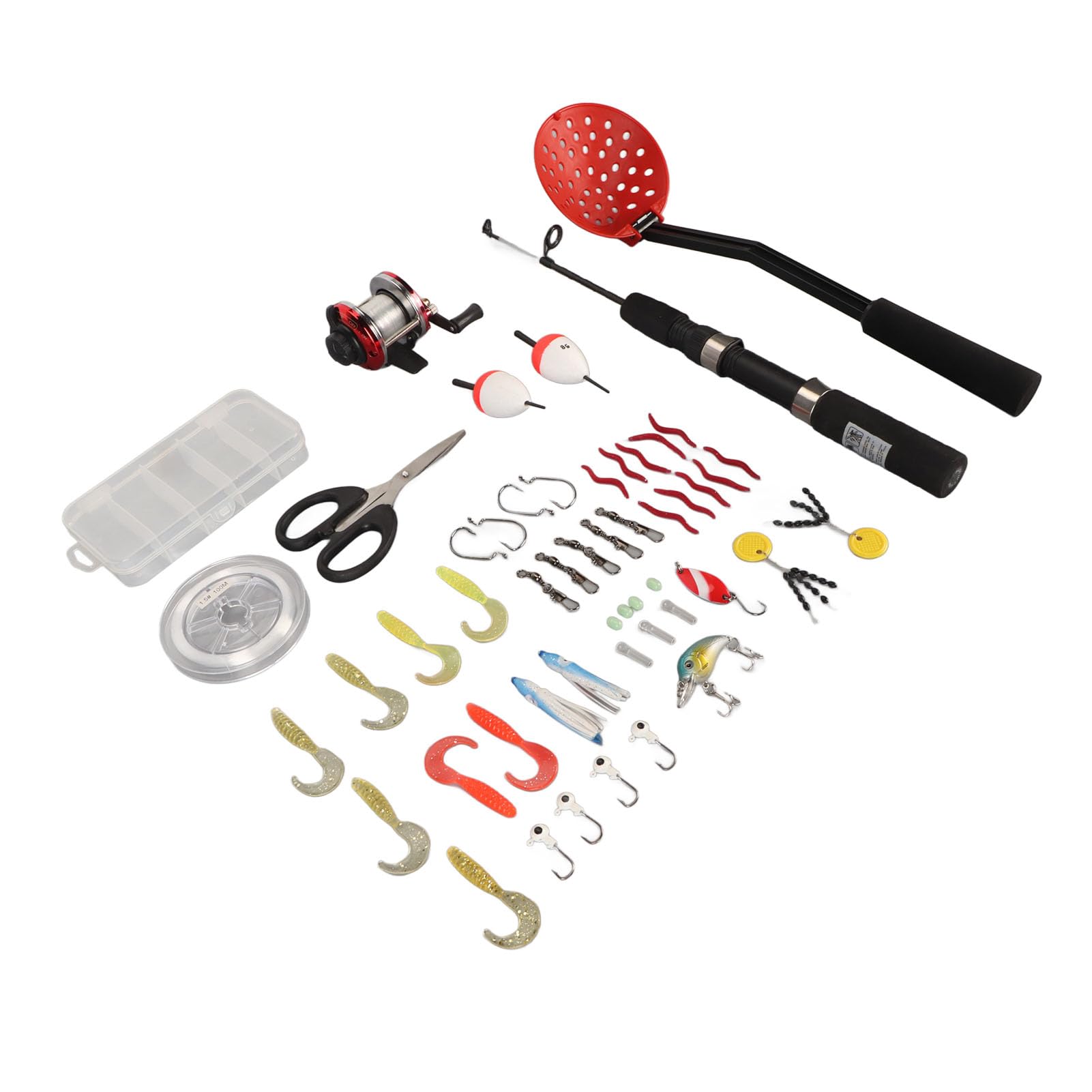 Eisangelrute, 50 cm, Angelrolle, Löffel, komplettes Set mit Tasche für Angelausrüstung, Eismaterial, Komplett-Set