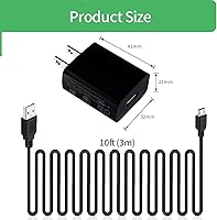 Vista 3 de Cable de carga de pared micro USB de 5 V, adaptador de alimentación de CA a CC con cable de alimentación de 9.8 ft de 10 pies para cámara