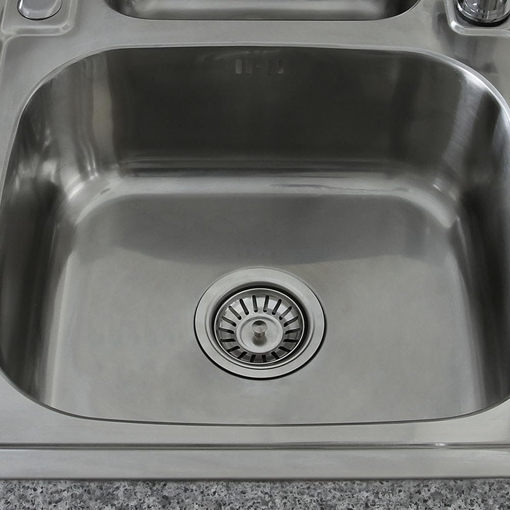 Fregadero de Cocina 1 Seno+Escurridor Sobre Encimera en Acero Inoxidable 105x50cm con Grifo Padstow+Kit para Drenaje y Fontanería GRATIS Lavaplatos Pila Cocina 1 Seno+ Escurridor para Lavar Platos