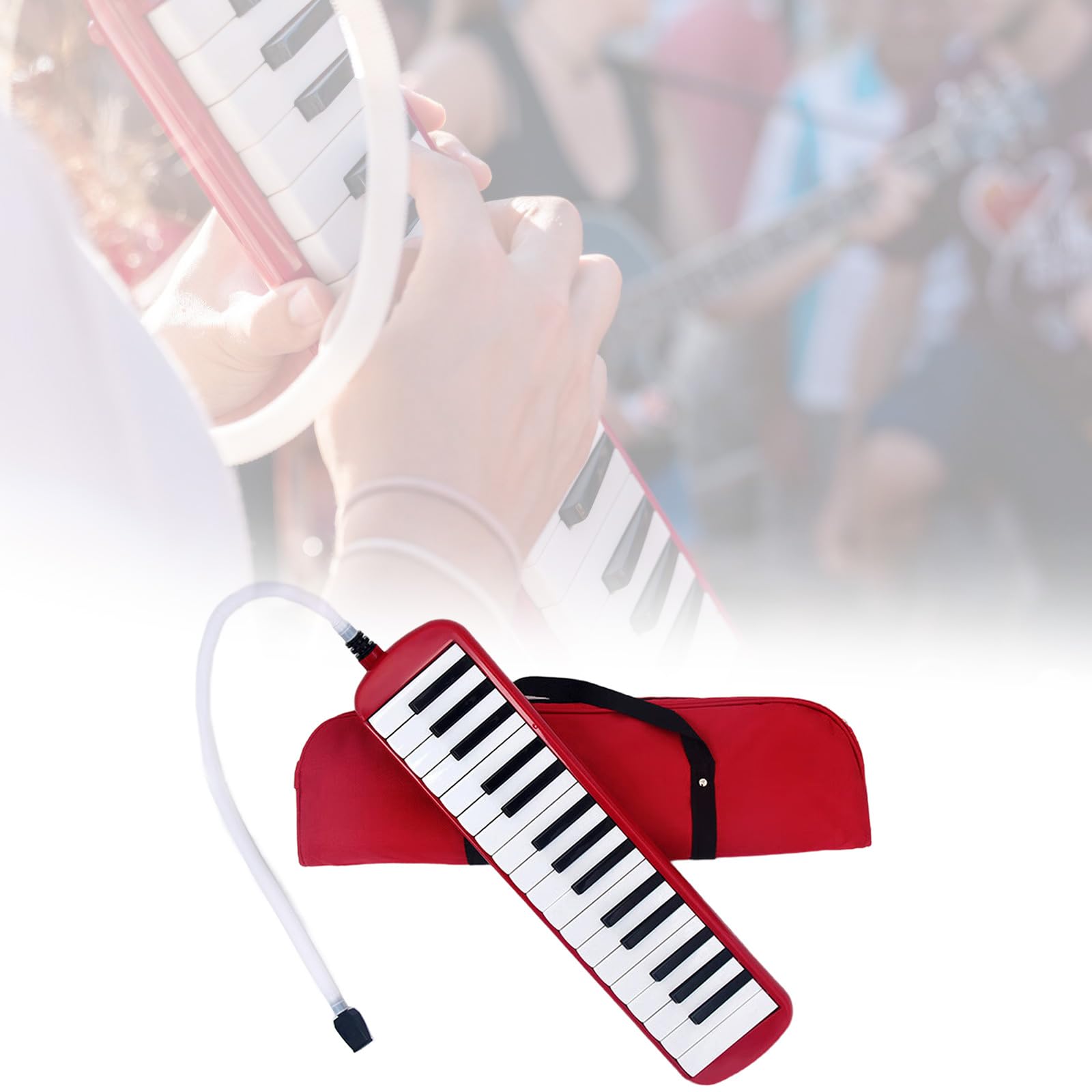 32 Tasti Melodica Strumento Per Bambini Air Piano Tastiera Soprano Melodica Con Tubo Lungo Bocchini Corti & Borsa per il Trasporto