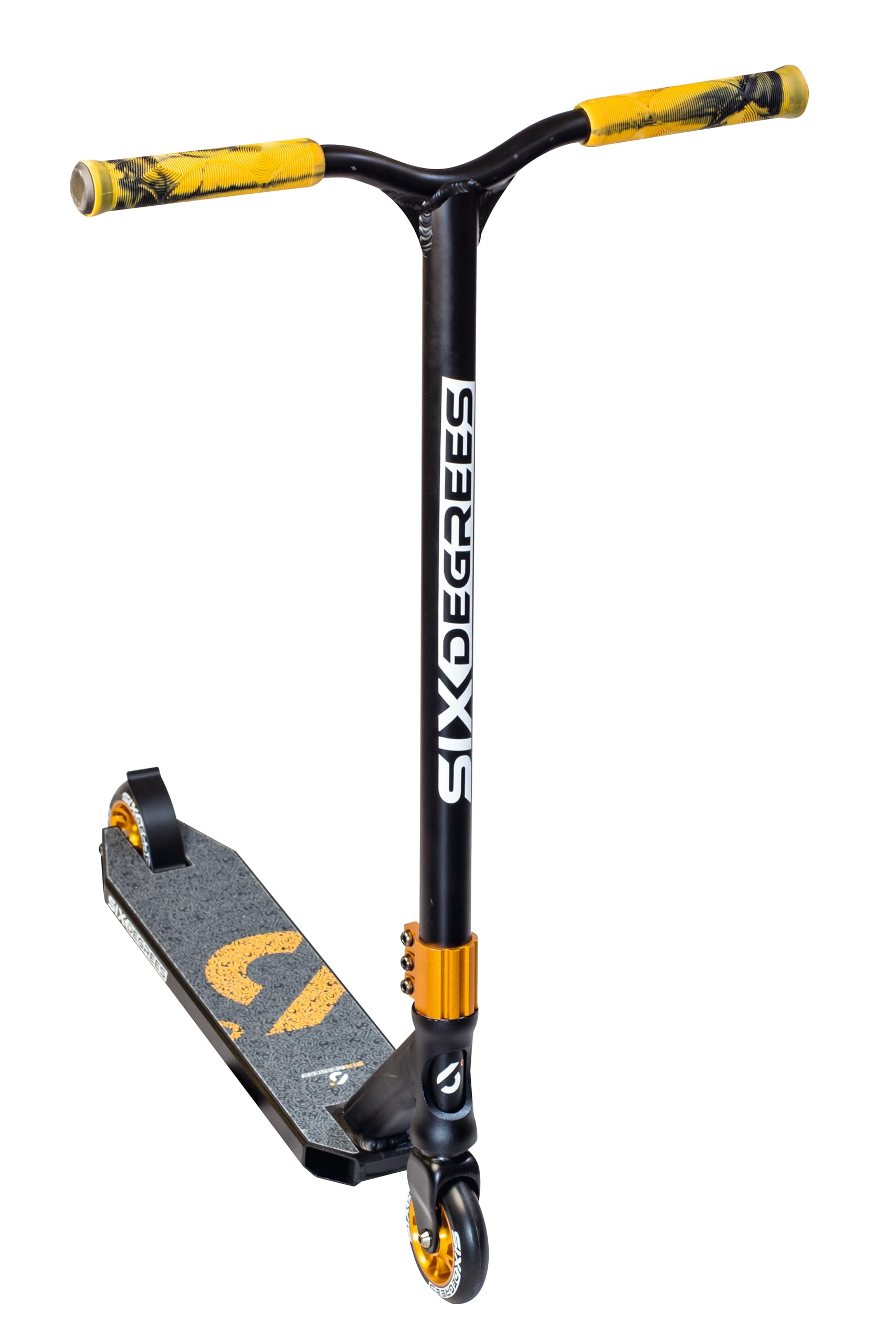 Six Degrees Aluminum Stunt Scooter - Adult Scooter Kids Scooter with 100mm Wheels ABEC 9 Copper Scooter Reinforced 360 Steering for ages 8-12 Push Freestyle Stunt Scooter