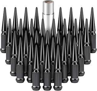 Nemtor M14X1.5 Wheel Lug Nuts, 32pcs Black 14x1.5 Closed End Lug Nut with 1 key,4.5in Long 0.9in(23mm) Wide for Cadillac,for Chevrolet,for Dodge,for Ford,for GMC,for Hummer,for Jeep,for Ram,for Toyota