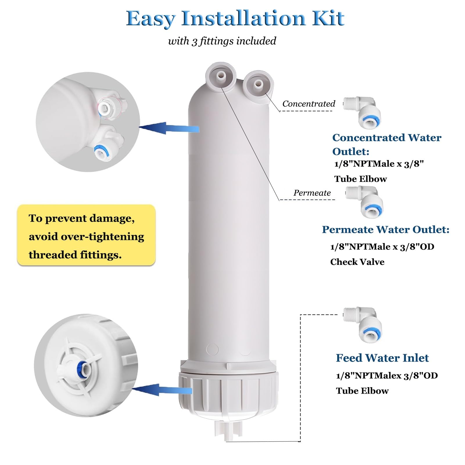 3013-800 GPD RO-Membranfilter-Ersatz, mit Umkehrosmose Membrangehäuse, Passend für Untertisch-RO Trinkwasserfiltersysteme für den Hausgebrauch