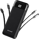charmast Portable Charger with Built in Cables, Power Bank with Cords Wires, Slim 10000mAh Travel Battery Pack 6 Outputs 3 Inputs 3A Fast Charging for Samsung Google Pixel LG Moto iPhone iPad