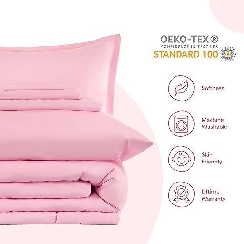 Miniatura 7 de SLEEP ZONE - Juego de edredón suave tamaño matrimonialQueen para niños, 7 piezas con edredón, sábana, funda de almohada y de cojín, resistente a la