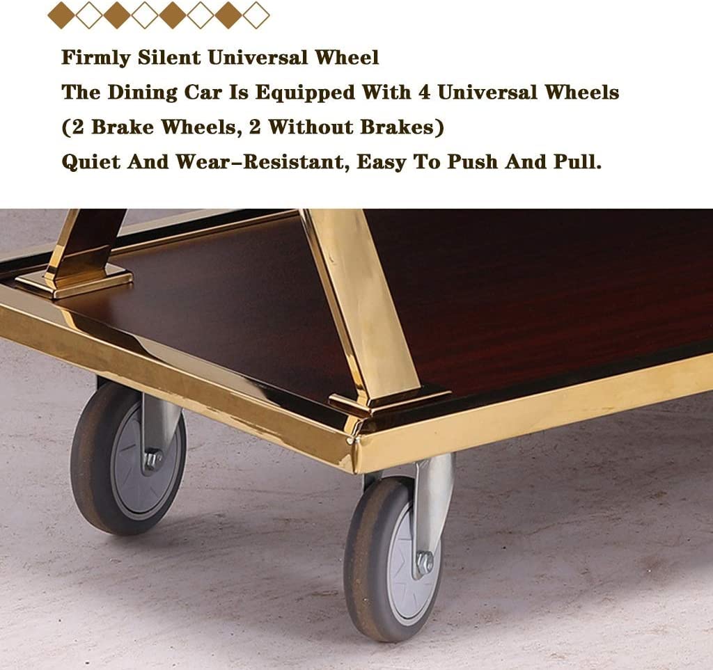 Carrello di servizio per bar, hotel, ristorante di lusso, carrello da cucina in acciaio inox con ruote, carrello per salone di bellezza, carrello a 3 ripiani per catering, bevande, per casa e soggiorno.