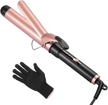 Curling Iron 1.25 inch, Haglater Hair Curler Quick Heating Curling Wand for Long Hair, Ceramic Barrel Curling Tongs with 2 Temperature