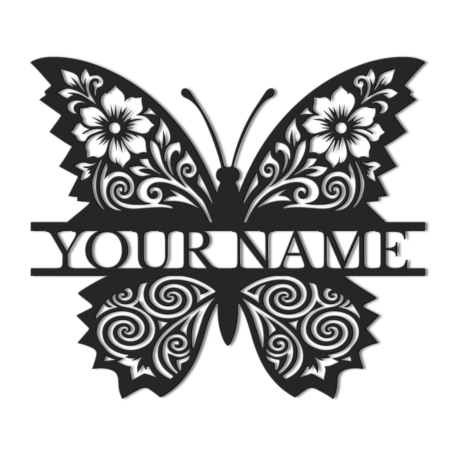 Kissesuu Women's Style-1 Personalized Butterfly Metal Sign, Custom Wildflower Butterfly Metal Wall Art, Custom Name Sign, Gift For Her, Hanging Garden Decor, Home Decor (Style-1)