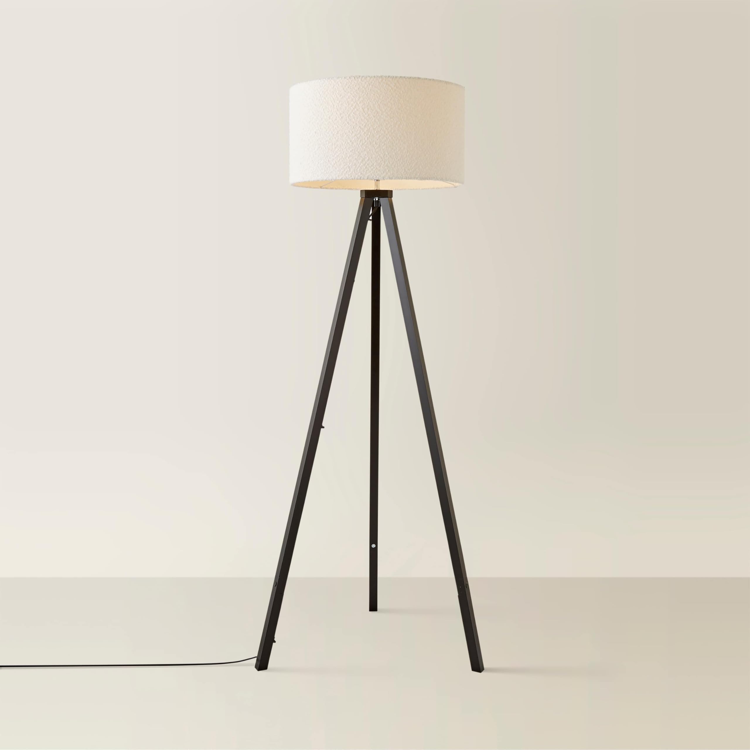 ValueLights | Large Black Wood Tripod Design Floor Lamp with a Cream Boucle Shade | Floor Lamps, Home Décor & Improvement Essential