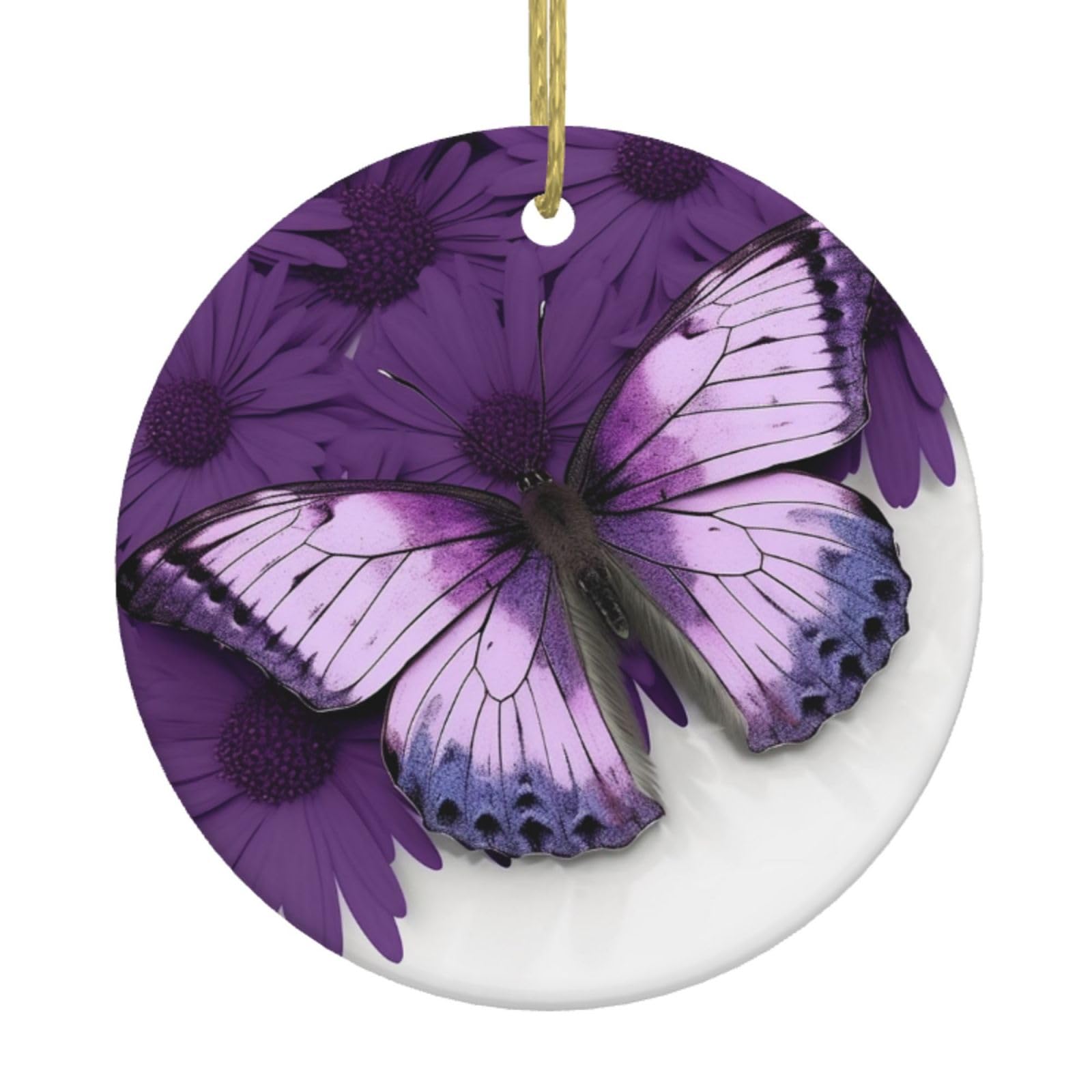 Fodpand Women's White Beautiful Butterfly Christmas Ornaments 2025, Gift Exchange For Men, Collectible Ceramic Ornament Round Hanging Ornaments For Christmas Tree Decoration