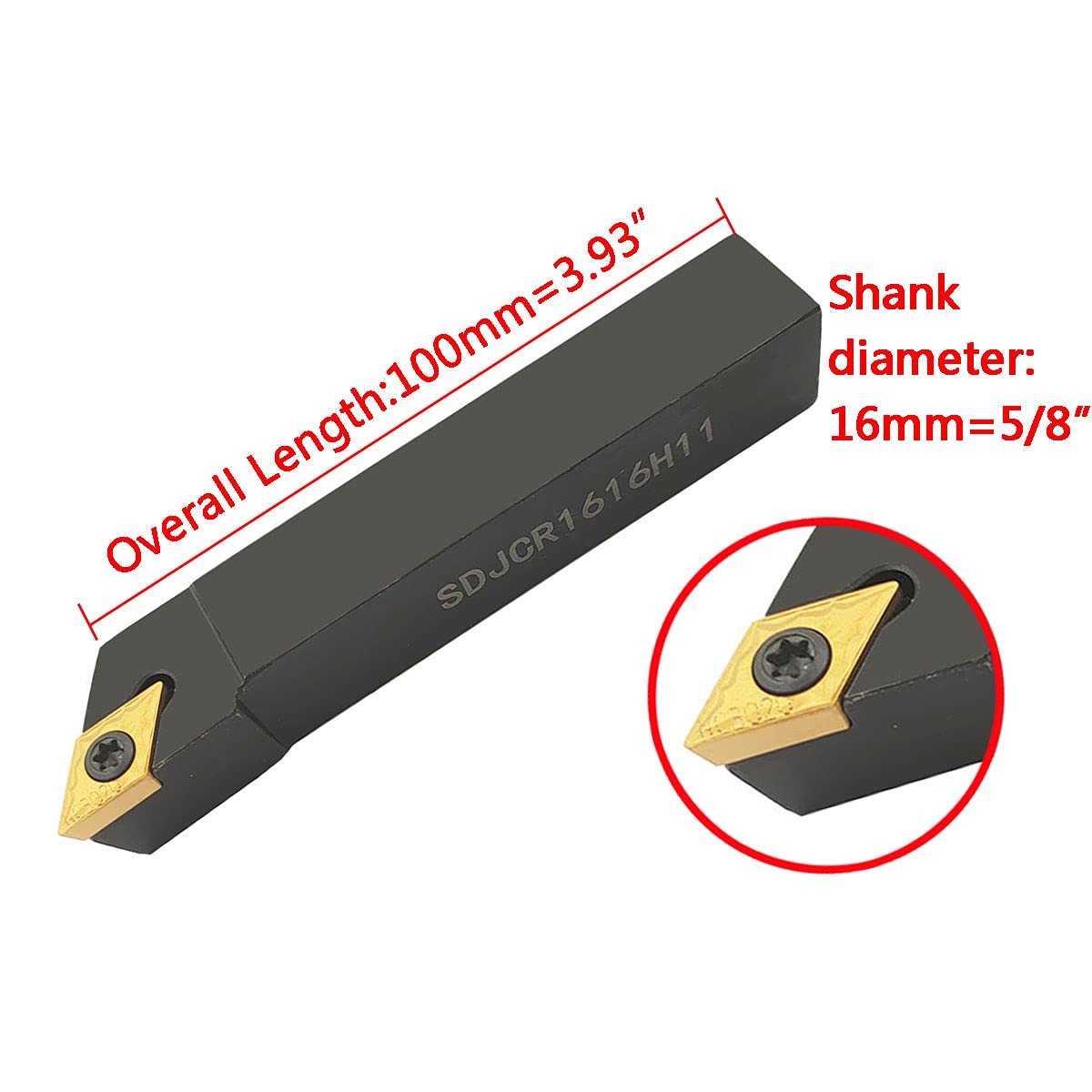 Barre d'alésage de 1,6 cm SDJCR1616H11 + SDJCL1616H11 - Support pour outil de tournage externe avec 10 inserts de tournage en carbure DCMT32.51/DCMT11T304-HMP NC3020