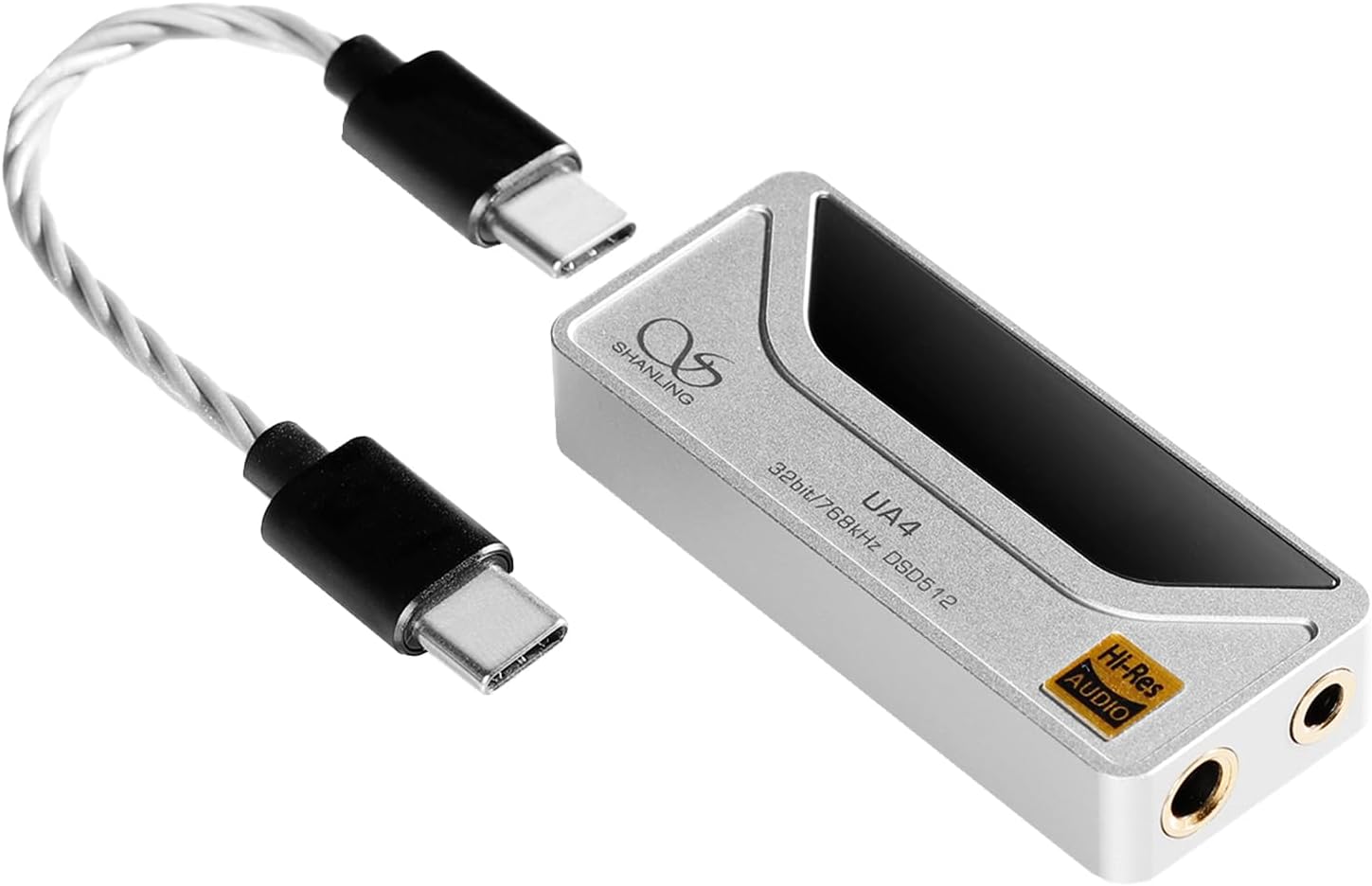 SHANLING UA4 Headphone Amplifier, Portable USB DAC AMP, Support MQA 16X, 768kHz DSD512, High Driving Power for Android/iOS/Mac/Windows, Dongle Volume Control, 3.5/4.4mm up to 237mW@32Ω Output (Silver) SHANLING UA4 Headphone Amplifier, Portable USB DAC AMP, Support MQA 16X, 768kHz DSD512, High Driving Power for Android/iOS/Mac/Windows, Dongle Volume Control, 3.5/4.4mm up to 237mW@32Ω Output (Silver)