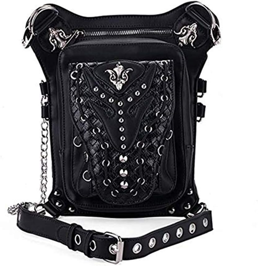 Steampunk Gothic Waist Bag Retro Rock Shoulder Bag Womens Vintage Leather Leg Bag