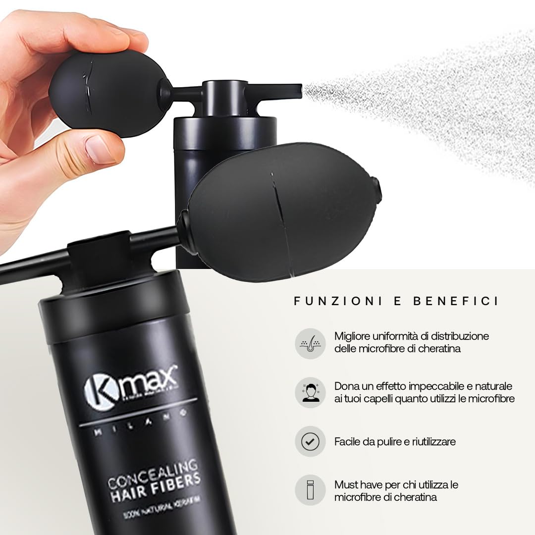 Kmax Professional applicator, Applicatore Professionale per Fibre di Cheratina con Erogatore, per un'applicazione ottimale.