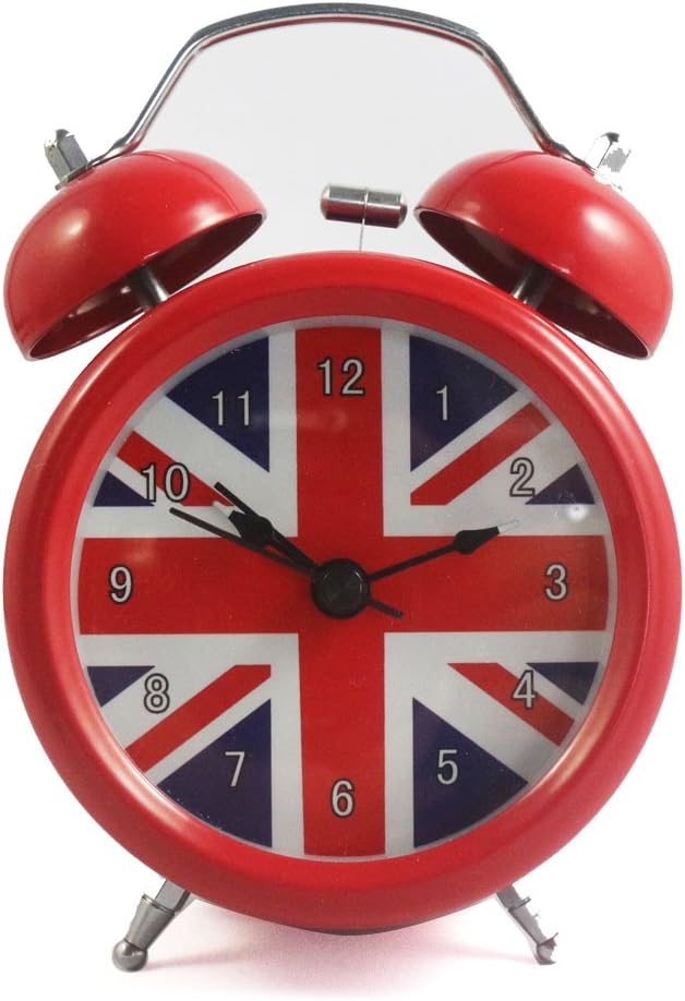 Vintage Alarm Clock British London Flag Table Desk Alarm