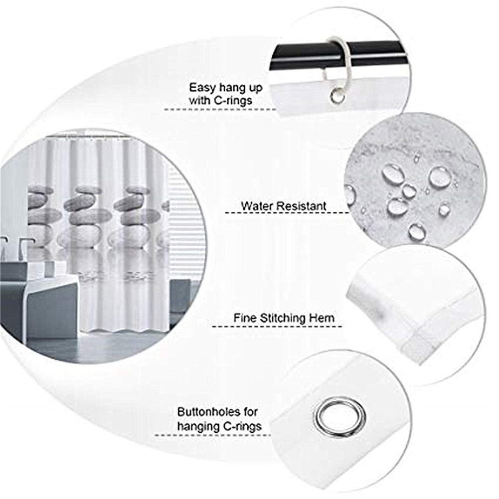 Morbuy Tenda da Doccia in Tessuto, Bagno Poliestere Resistente Tessuto Lavabile Impermeabile Antimuffa Tenda della Vasca da Bagno con 12 Ganci (180x200,M