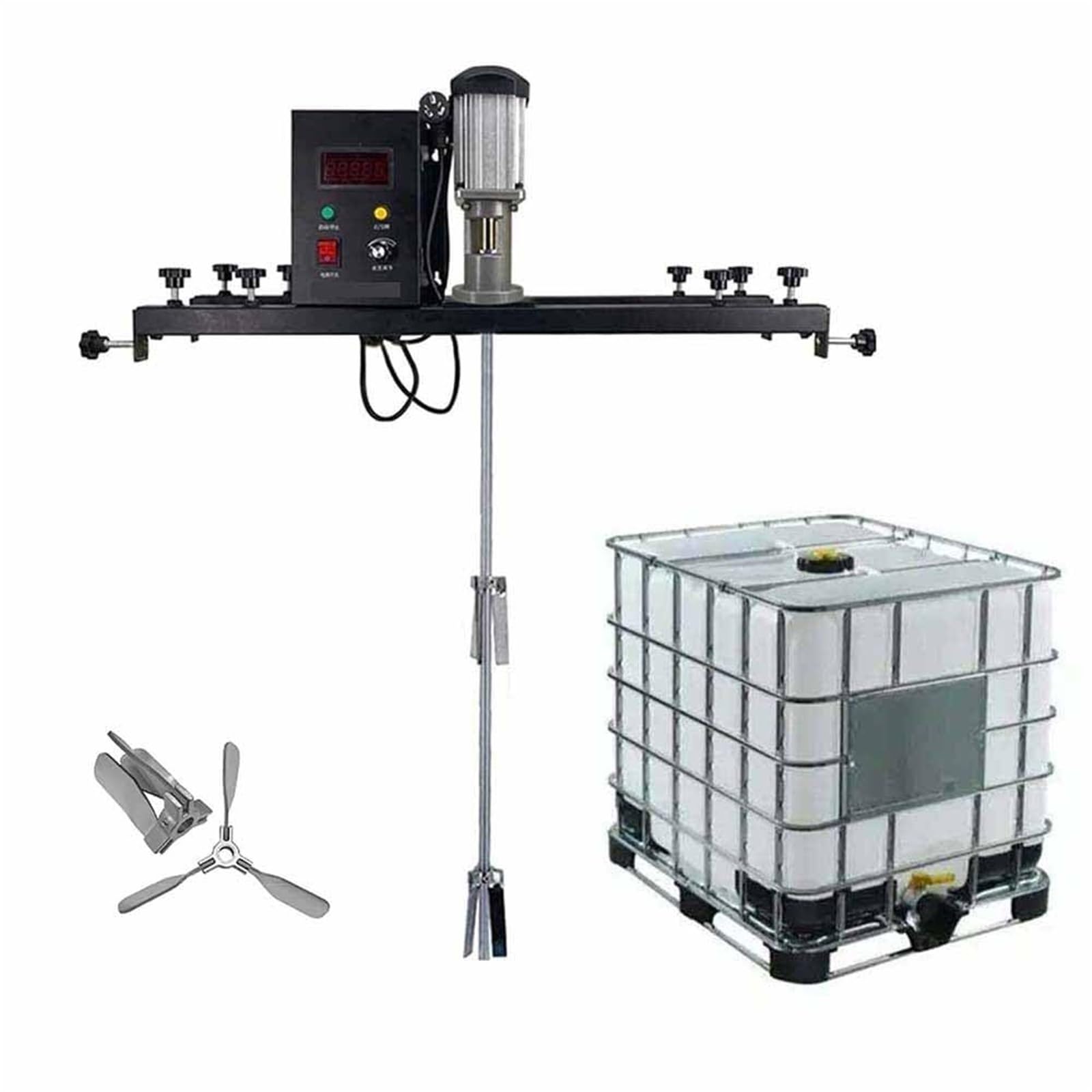 Mezclador de tanque eléctrico IBC Agitador industrial 1000L IBC, 220V, protección contra sobrecalentamiento 1-5000mPa Viscosidad para líquido químico para tanque IBC de 1000L / barril 200L (tanque IBC