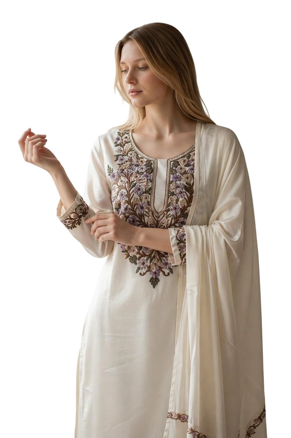 Women Cotton Suits with Kashmiri Embroidery Unstitched Dress Material Salwar Suits