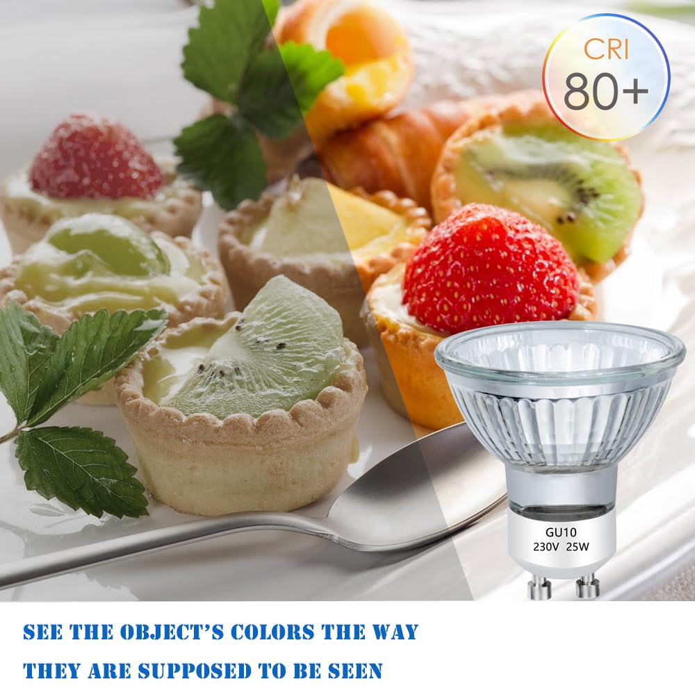 VINBE 25W Ampoule Halogène GU10, ampoule de phare GU10 2 broches 38 ° faisceau dimmable pour ampoules, couvercle en verre pour ampoules de hotte, 2800k blanc chaud, 6pcs VINBE 25W Ampoule Halogène GU10, ampoule de phare GU10 2 broches 38 ° faisceau dimmable pour ampoules, couvercle en verre pour ampoules de hotte, 2800k blanc chaud, 6pcs