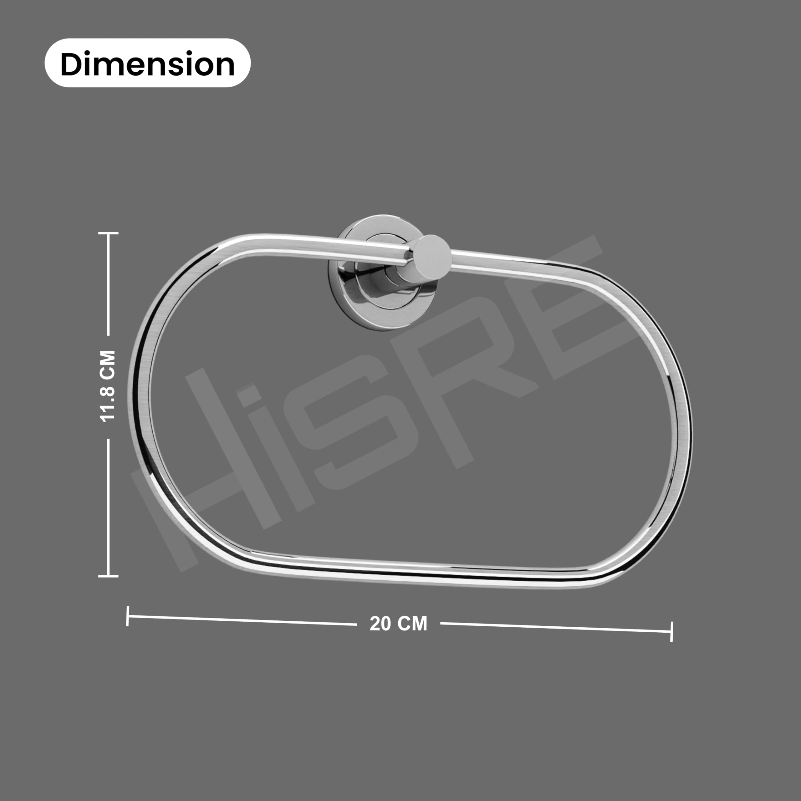 HISRE Heavy Duty Stainless Steel Towel Ring Wall Mount Chrome Bathroom Towel Holder Rust Proof Oval Napkin Stand for Home Hotel Office Washroom (H103), photo 3 of 5