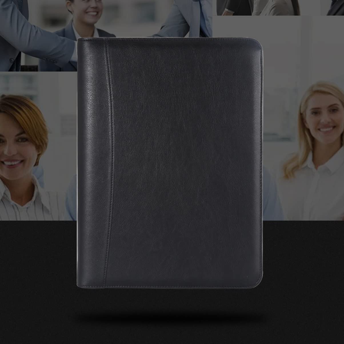 Skórzana teczka A4, teczka konferencyjna A4 z zamkiem błyskawicznym i stojakiem na telefon, portfel Padfolio ze skóry PU, biznesowy segregator, podkładka do rozmów kwalifikacyjnych