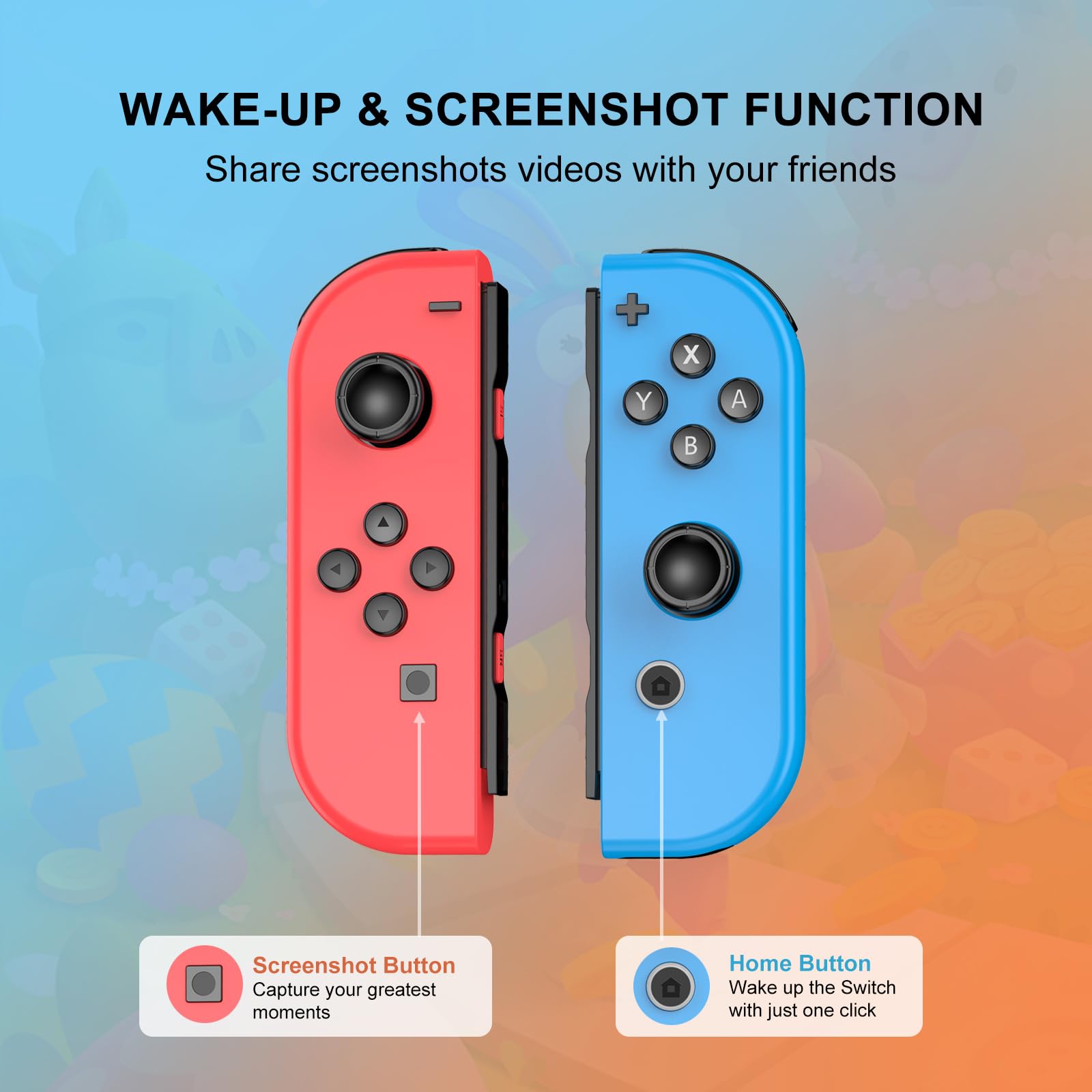 Wireless Switch Controller for Switch/OLED/Lite - Left & Right Joypad Replacement (Red&Blue). — view 3