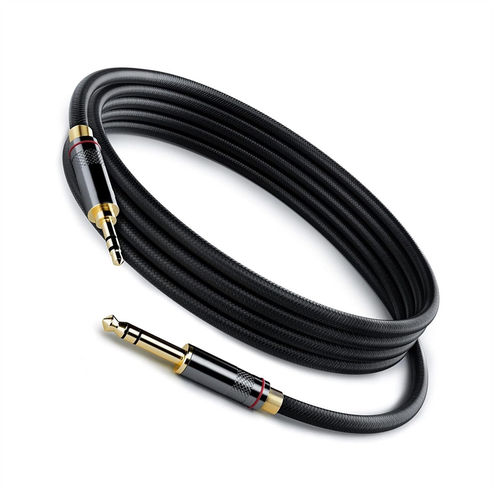 Kabel 3,5 Do 6,5 Srebrzony Miedziany Telefon Komórkowy Gitara Elektryczna Do Wzmacniacza Miksera 6,35 Mm(5m)