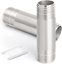 ERGAOBOY 2 Pezzi 50mm 1/4" x 1/4" Maschio BSP Nipple Cast Tubo Raccordi per Tubi in Acciaio Inossidabile 304