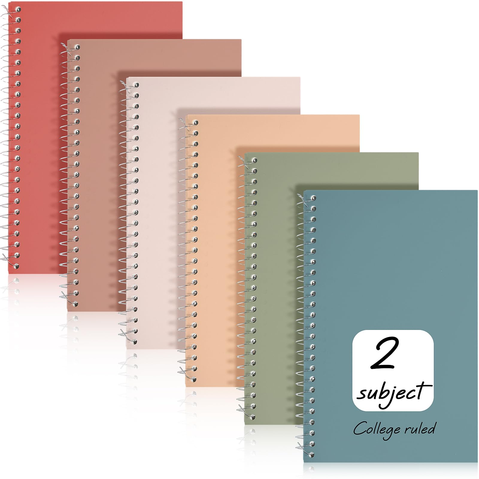 Teling Lot de 6 petits carnets à spirale 2 sujets lignés 24,9 x 15,2 cm, 100 feuilles de couleurs assorties, ligne facile à déchirer pour le bureau (couleur pastel)