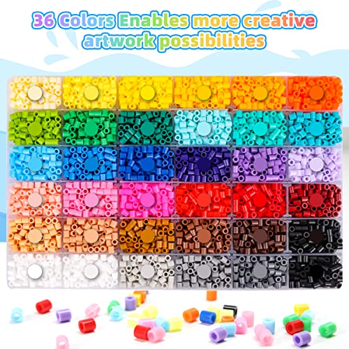 Meland Fuse Beads Kit - 11,000 Pcs 36 Colors Craft Set For Kids- 5Mm Fuse Beads Set Including 5 Pegboards, Ironing Paper & Chain Accessories Iron Beads Christmas Birthday Gift #TOP3