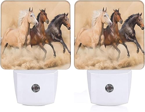 Luces nocturnas de caballos enchufables en la pared para niños, sensor automático del atardecer al amanecer, luces nocturnas LED para decoración de