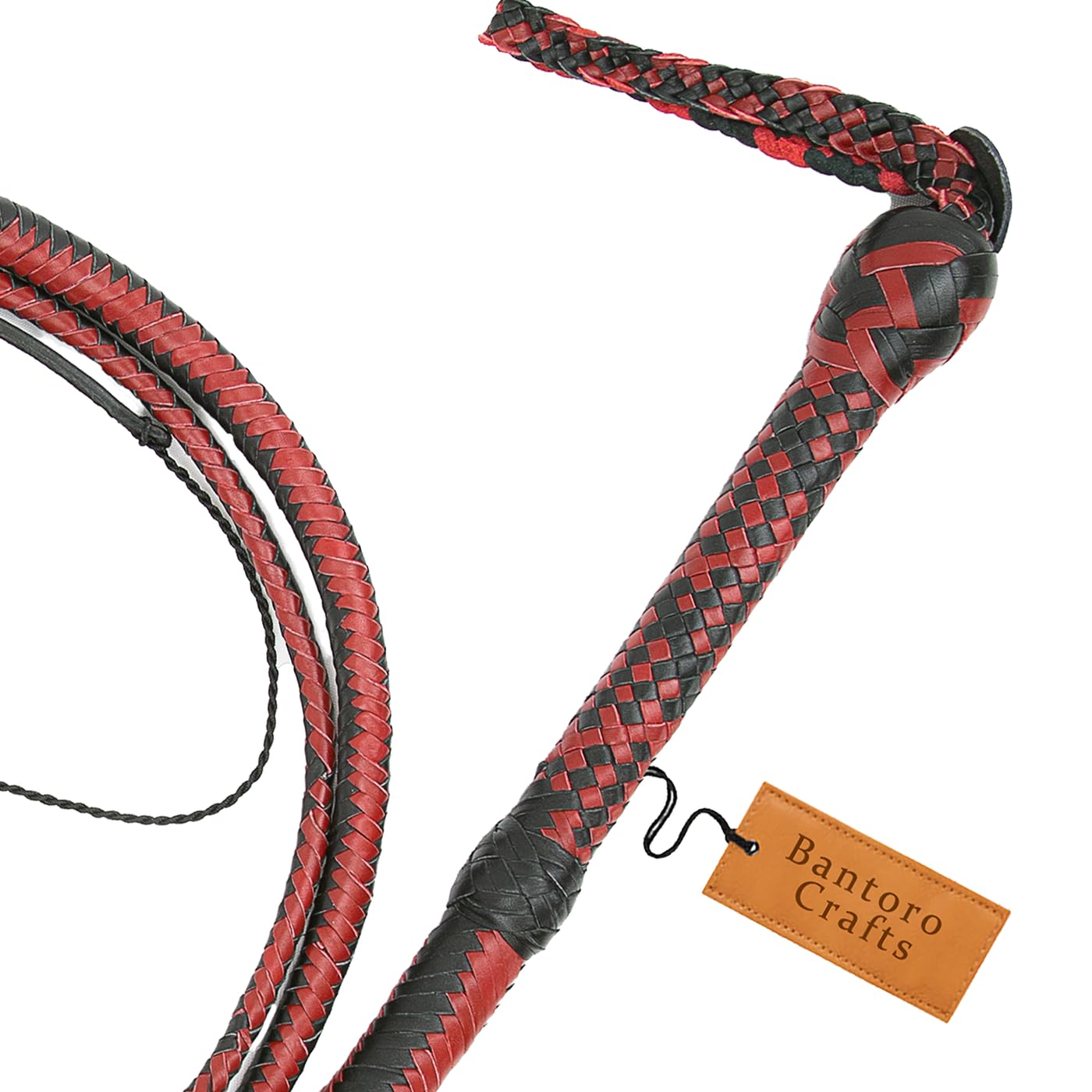 Rosso e Nero Frusta in Pelle di Canguro Bullwhip16 Trecce Fili Pelle Intrecciata Frusta Che schiocca Forte