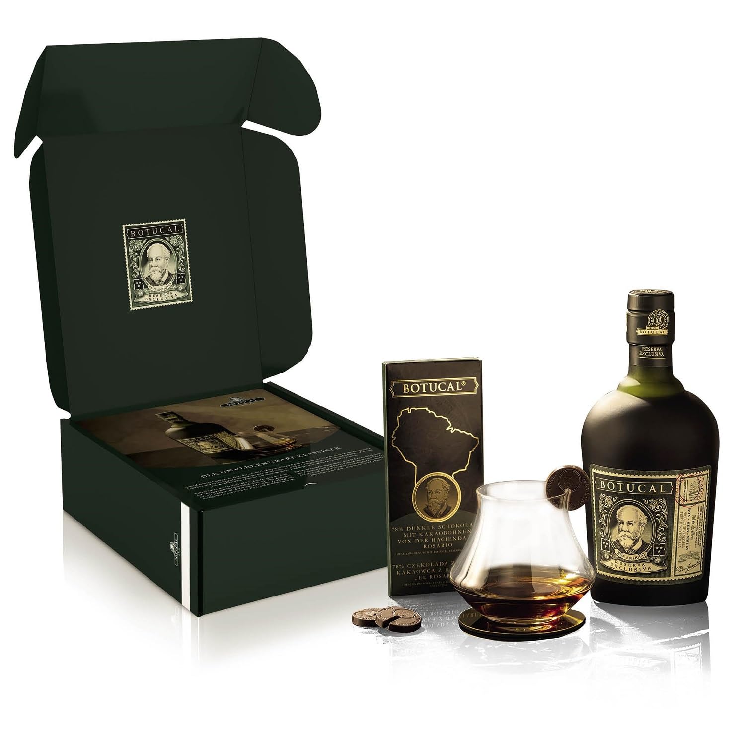 Botucal Reserva Exclusiva Geschenkset - Ein hochwertiges Rum Geschenkset inklusive Rum-Glas und Botucal Schokolade - 0.7L/40 Prozent Vol
