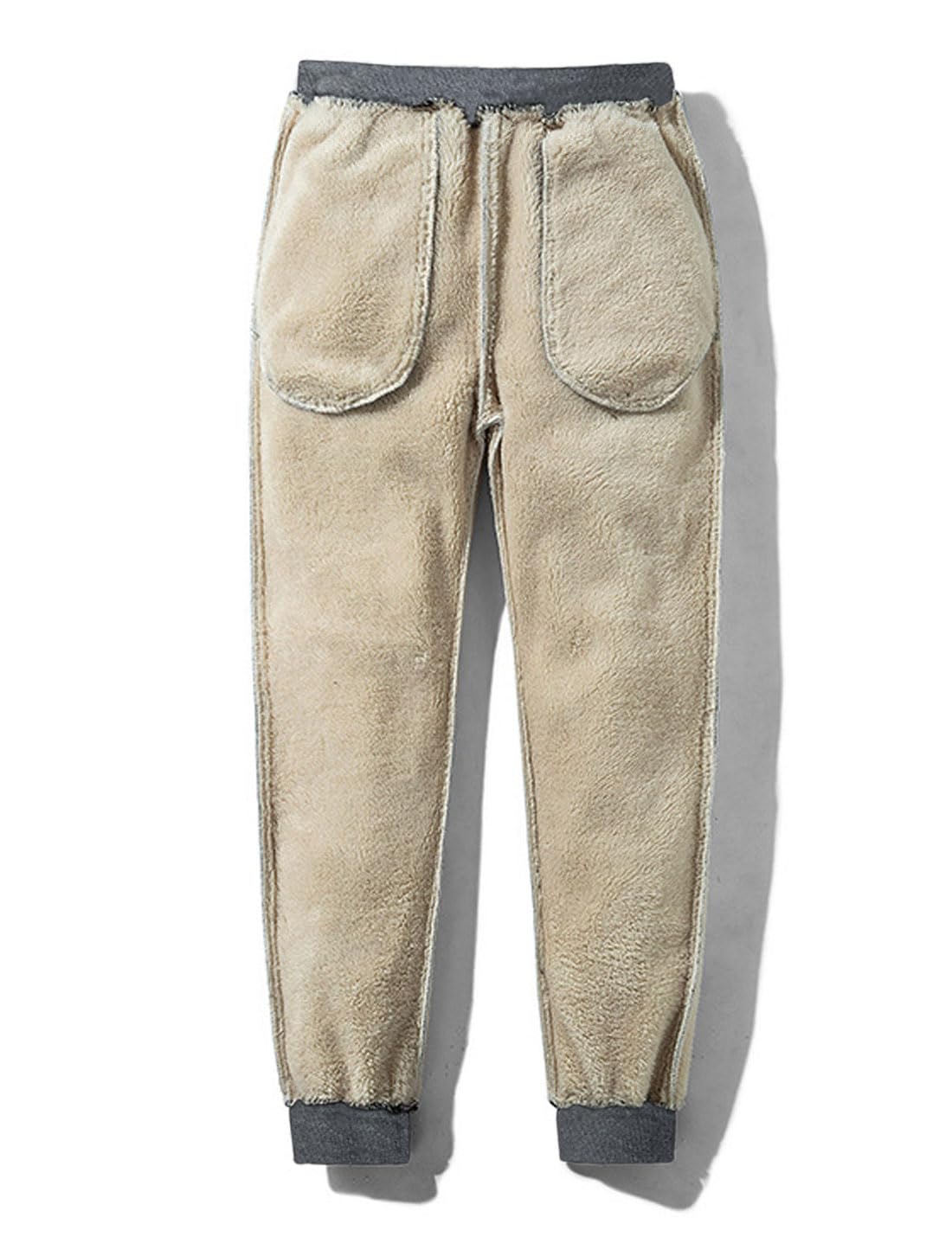 ZGZZ7 Men's Winter Warm Fleece Pants Sherpa Lined Sweatpants Athletic Therma Running Joggers Pants (Grey, M)