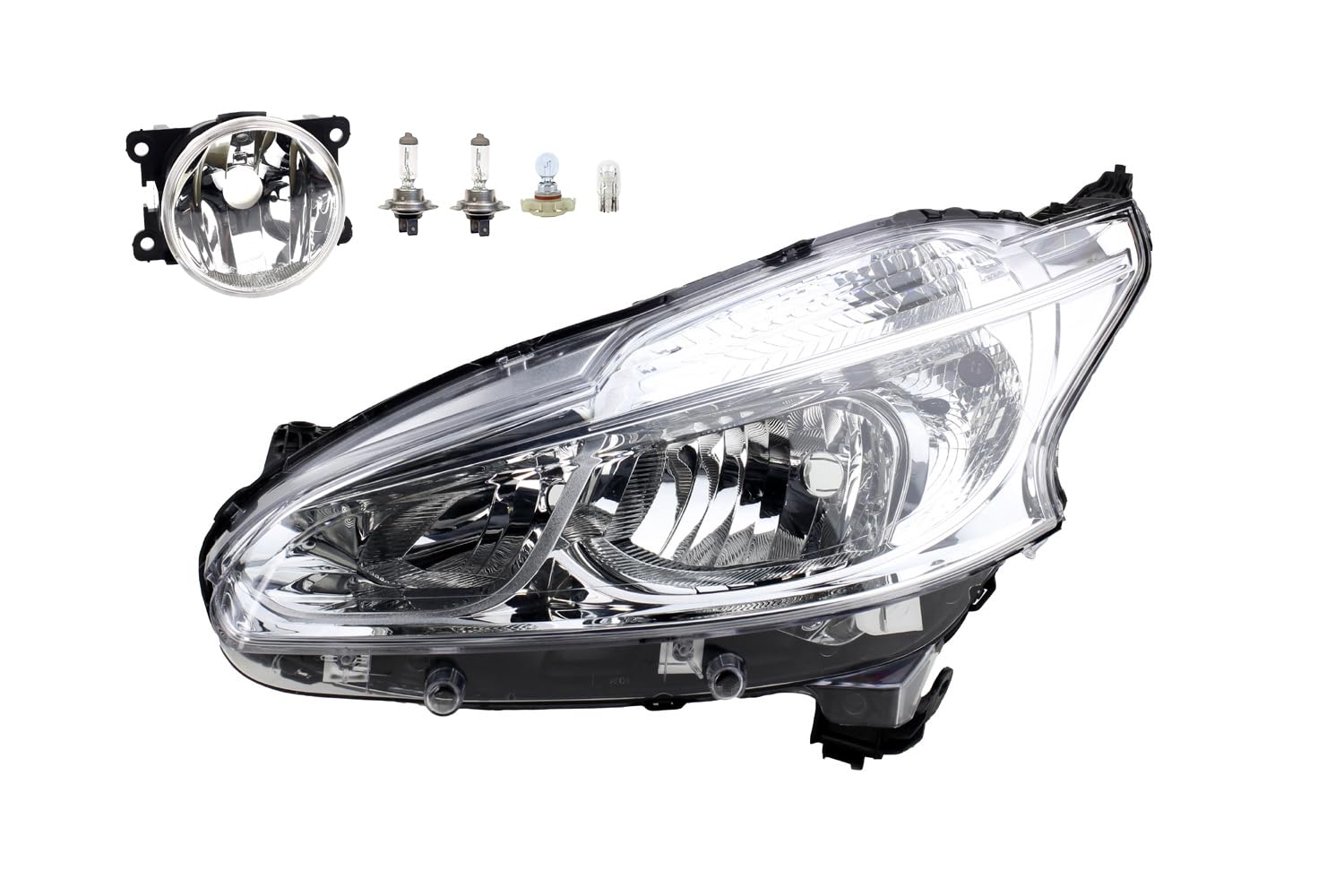 Johns, Faro alogeno anteriore principale adatto per Peugeot 208 03/12-05/15 H7 H7 sinistra + fendinebbia + lampadina