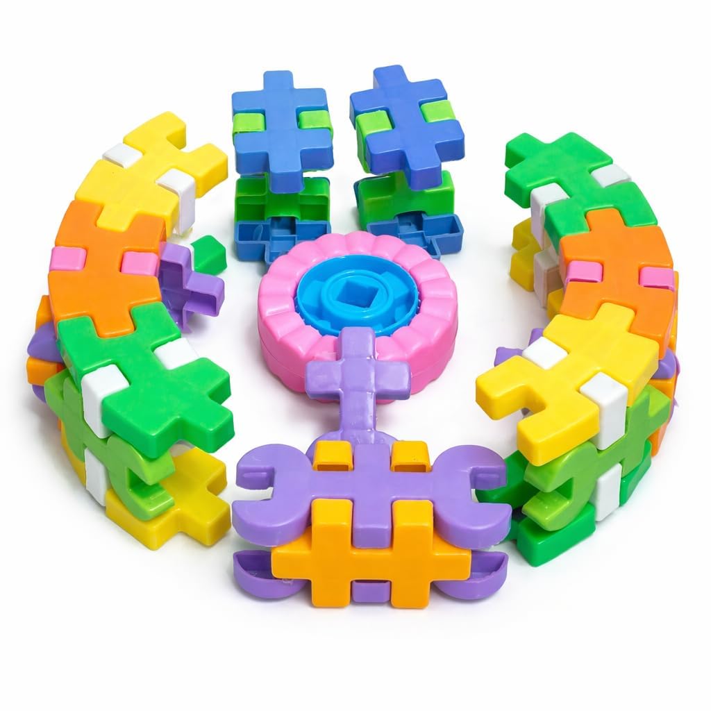 colorful interlocking building blocks toy set for kids – creative snap-together puzzle pieces, educational stem construction toy, fine motor skills learning toy for toddlers & children